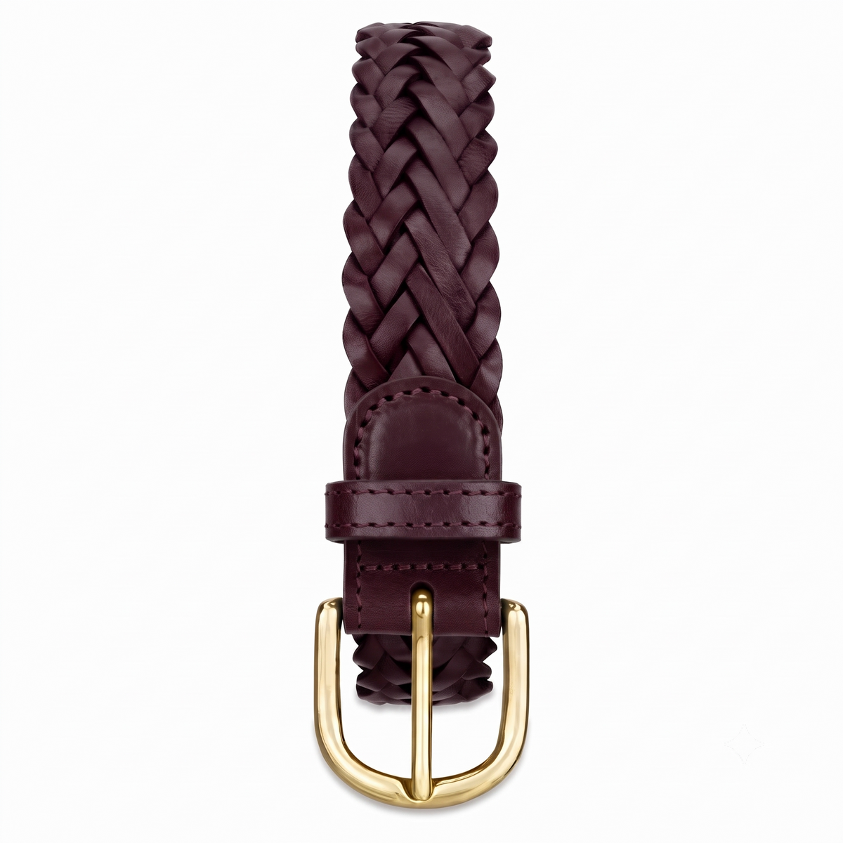 Flechtgürtel Bordeaux - „Andrea“: 3 cm, handgeflochten, Schnalle in Gold