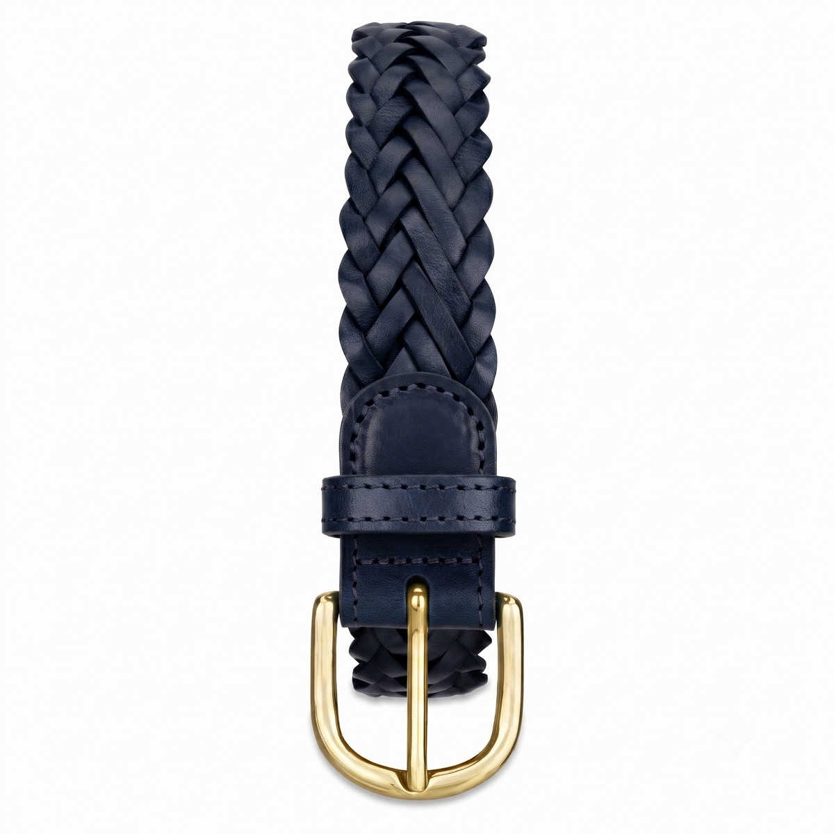 Flechtgürtel Dunkelblau - „Andrea“: 3 cm, handgeflochten, Schnalle in Gold