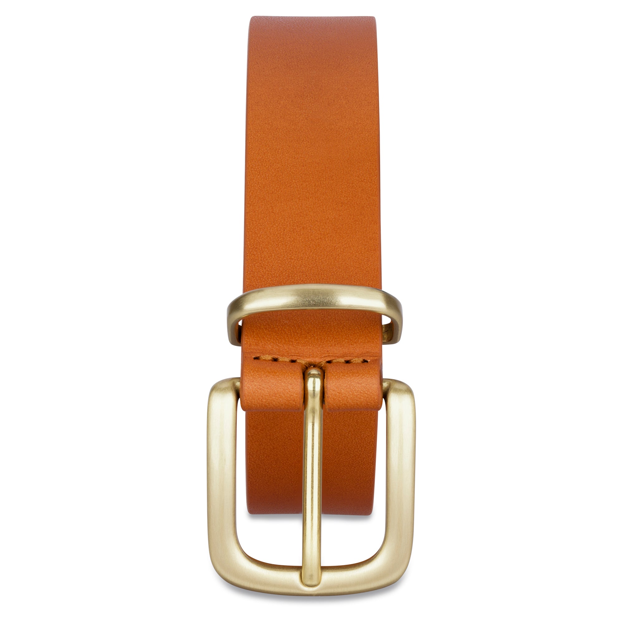schmaler Damen Ledergürtel in Cognac mit goldener Schnalle