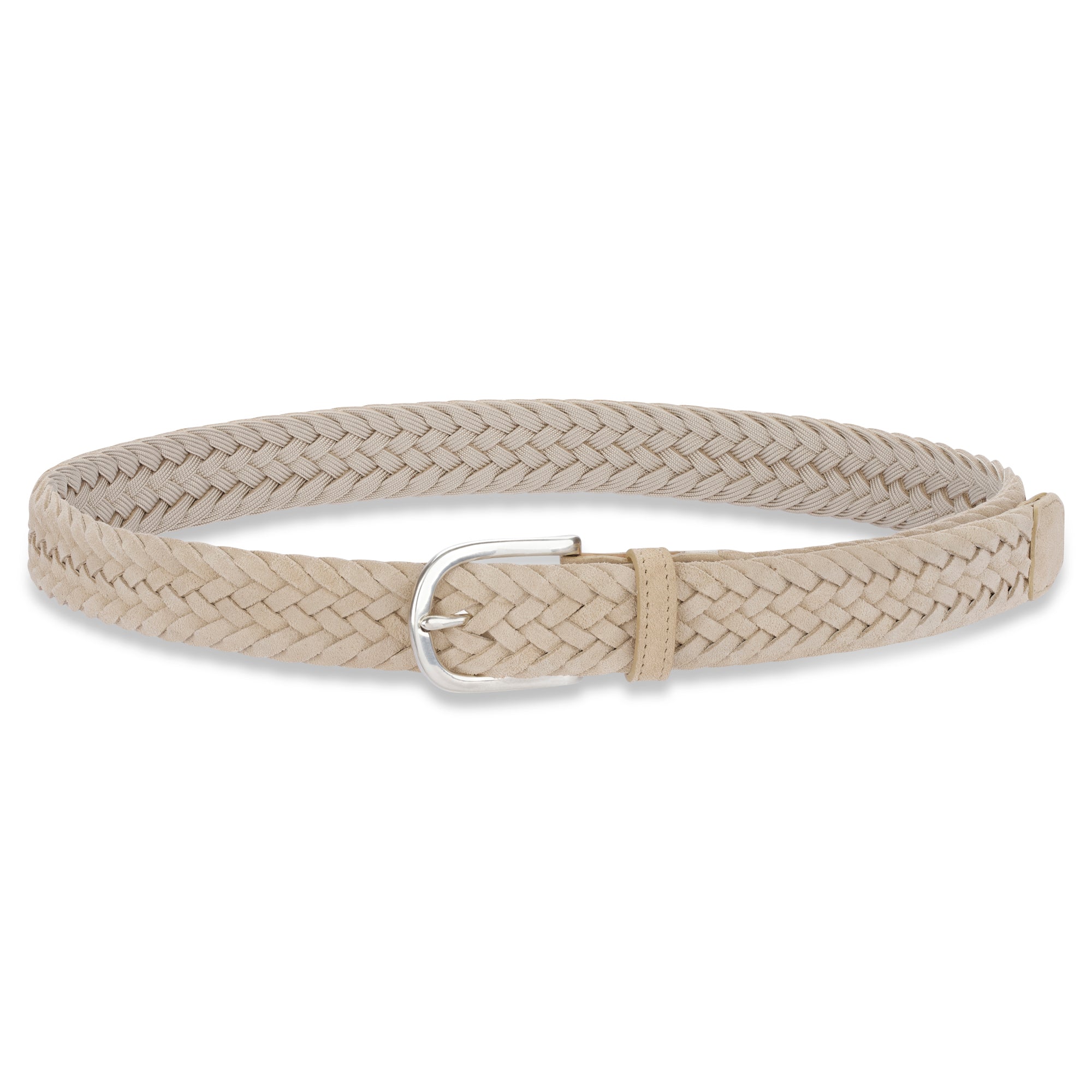 Damen Flechtgürtel aus Velours Leder in Beige