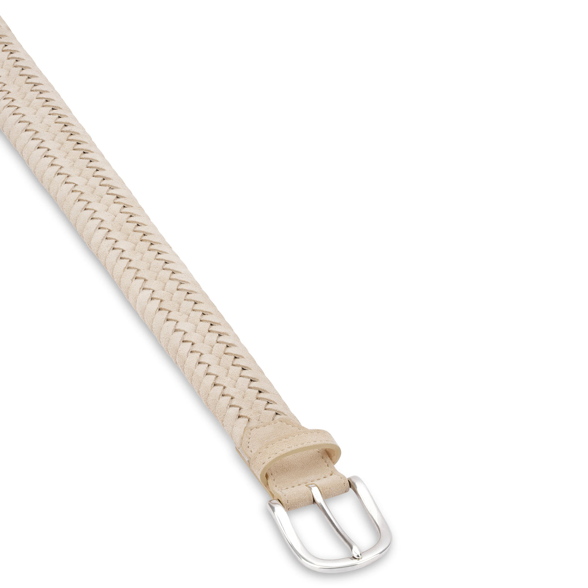 Damen Flechtgürtel aus Velours Leder in Beige