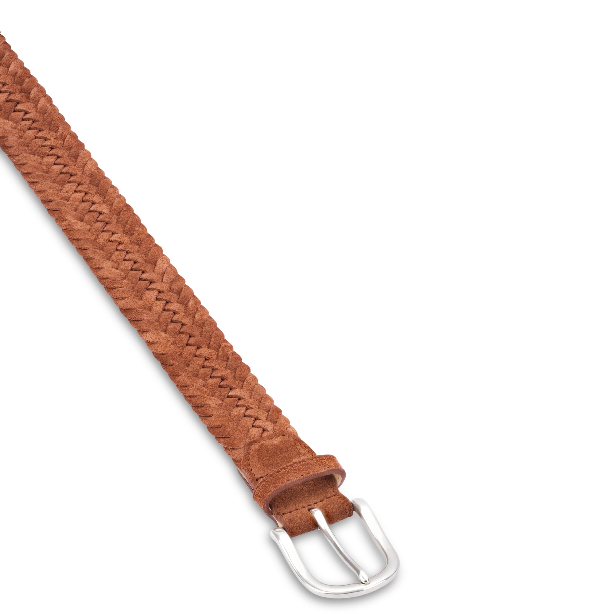 Damen Flechtgürtel aus Velours Leder in hellem braun