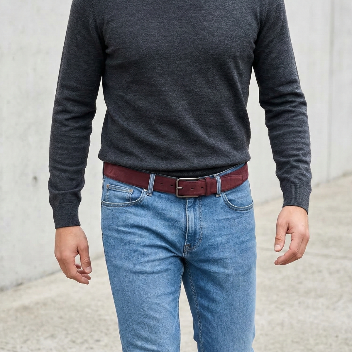 Herren Wildledergürtel „Giovanni“ in Bordeaux – 3,5 cm, hochwertiges Veloursleder