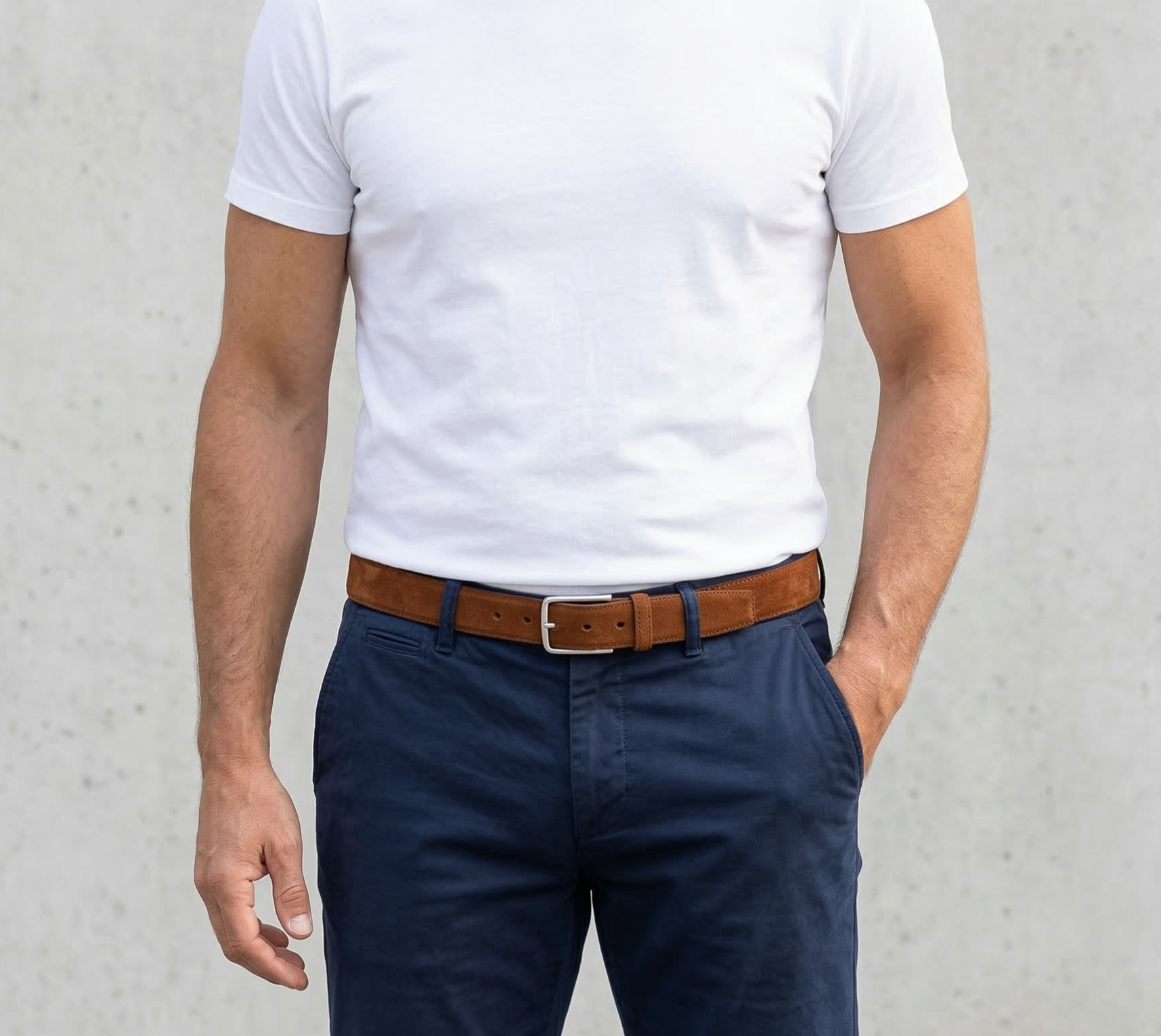 Herren Wildledergürtel „Giovanni“ in Cognac – 3,5 cm, hochwertiges Veloursleder