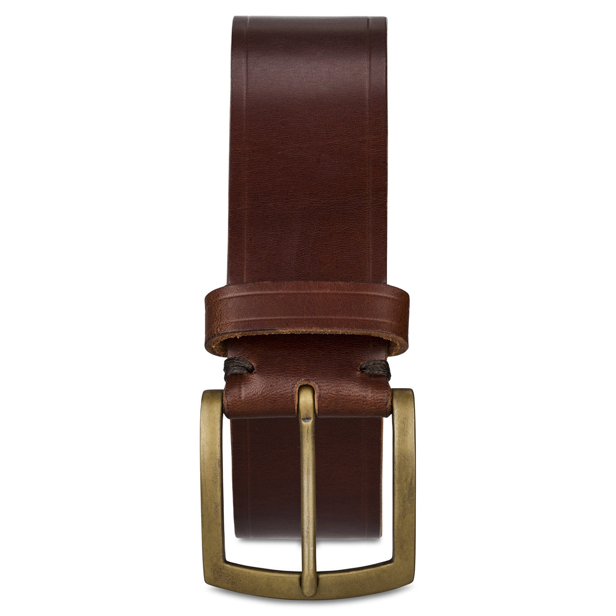brauner Ledergürtel aus echtem Leder mit Bronze Schnalle