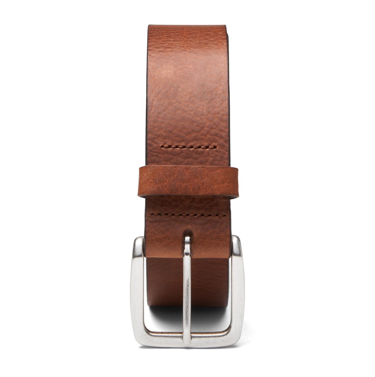 klassischer unisex Jeansgürtel aus cognacfarbenem Rindleder, 4cm breit, weich, mit silberner Schnalle 