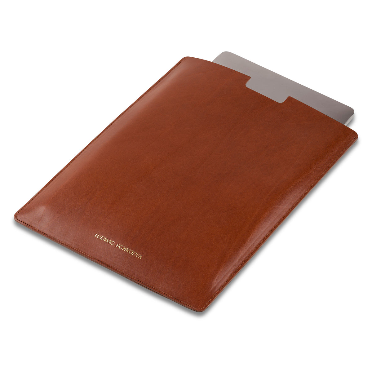 Handgefertigtes MacBook/ Surface Laptop Sleeve in Cognac – Edles Anilinleder aus Süddeutschland für sicheren Schutz