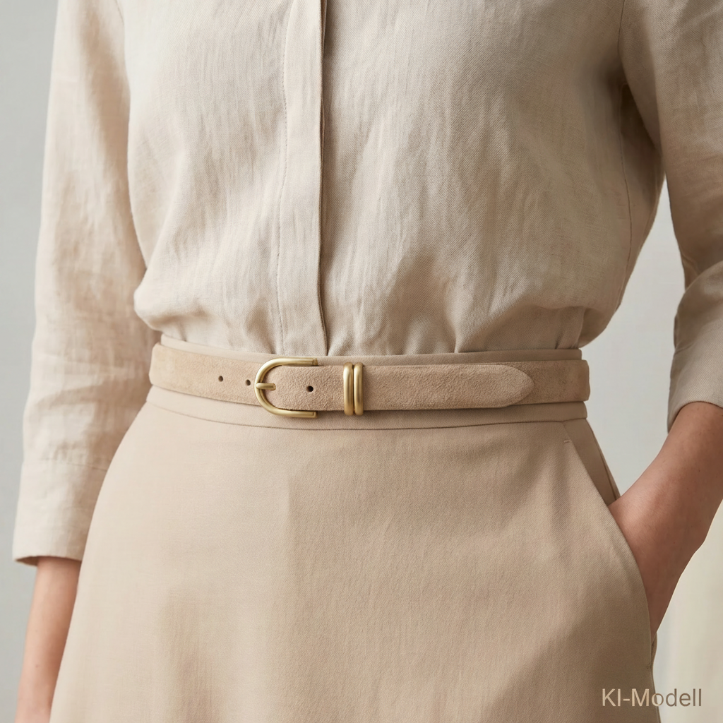Damen Wildledergürtel „Leni" in Beige – 2,5 cm, hochwertiges Veloursleder