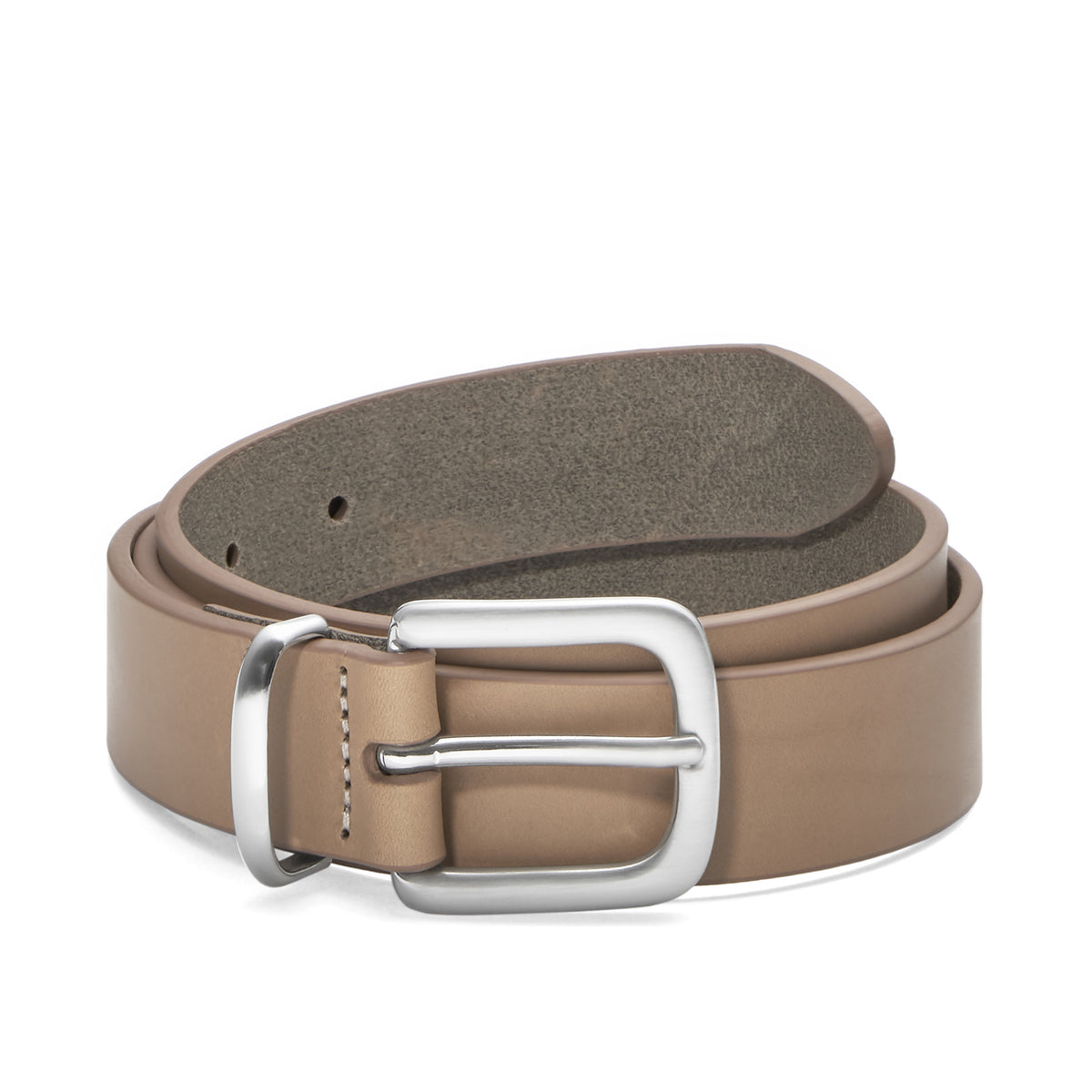 edler Damen Ledergürtel Taupe mit Schnalle und Schlaufe in silber, handgemacht in Ledermanufaktur