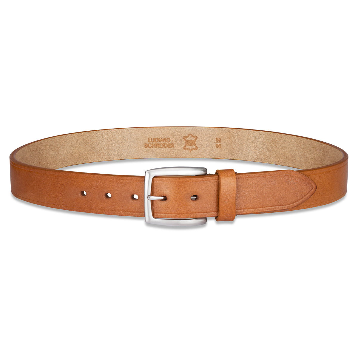 Exklusiver Bridle-Ledergürtel „William“ in Cognac – 3,5 cm, Eichenrindleder von J. & F.J. Baker
