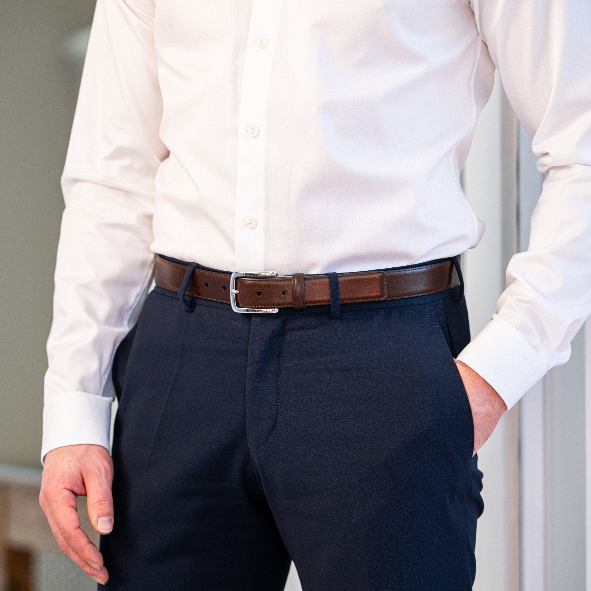 Schmaler Herren Ledergürtel „Alessio“ in Braun – 3 cm, leicht & unaufdringlich elegant