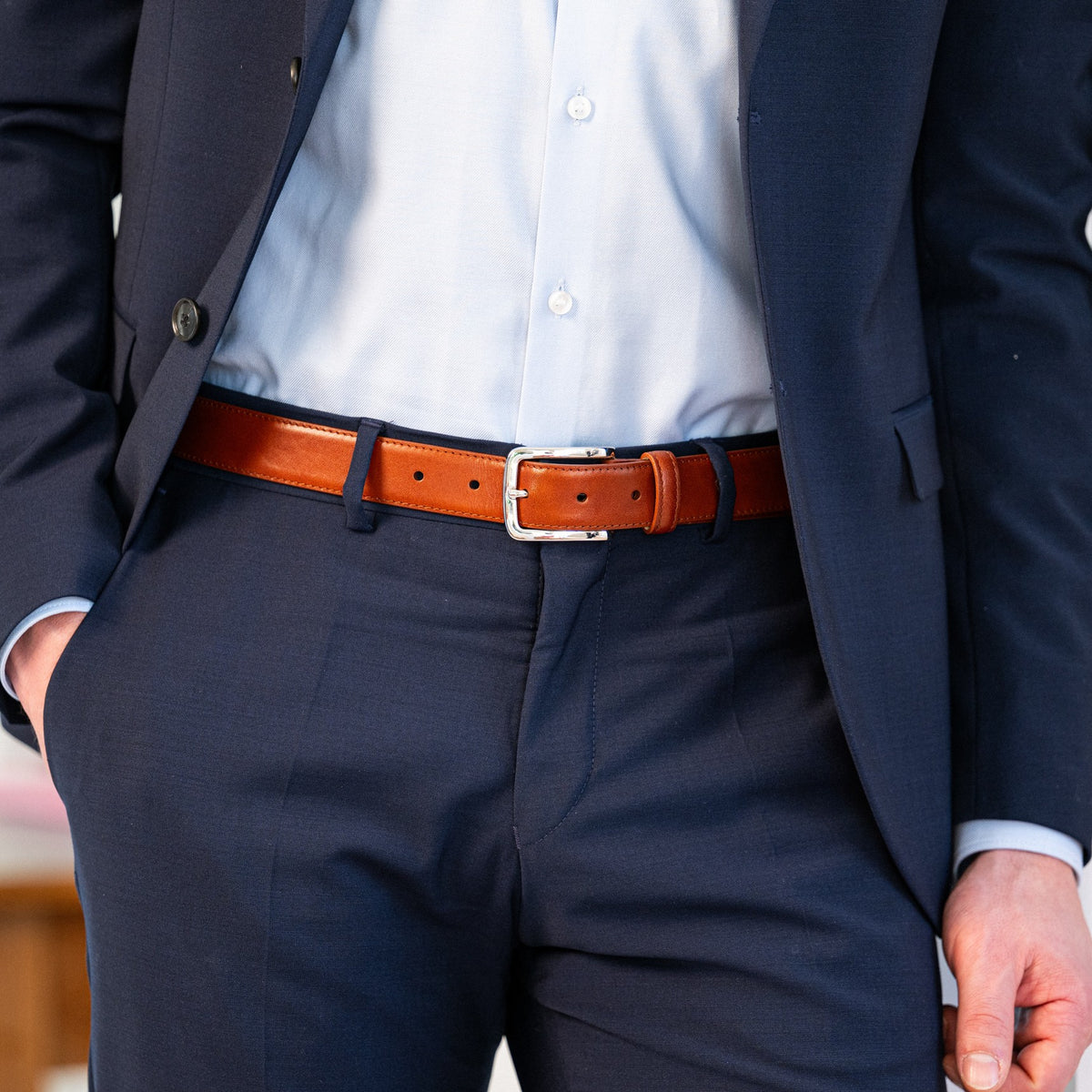 Schmaler Herren Ledergürtel „Alessio“ in Cognac – 3 cm, leicht & unaufdringlich elegant