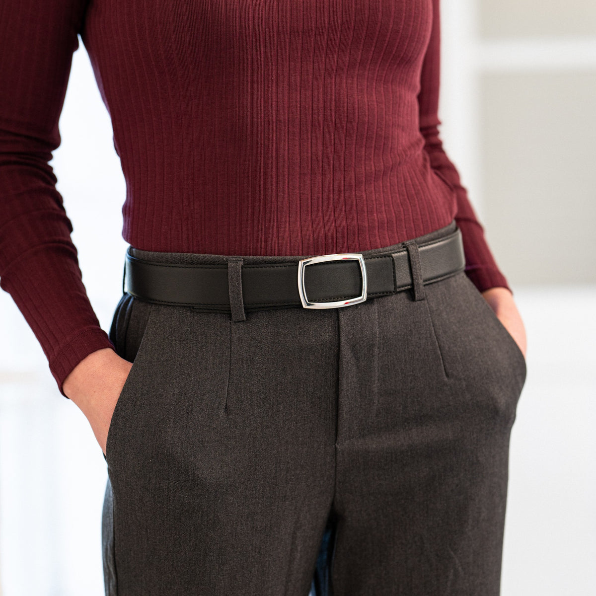 Edler Damen Ledergürtel „Lucia“ in Schwarz – 3,5 cm, besonders weiches & anschmiegsames Kalbleder