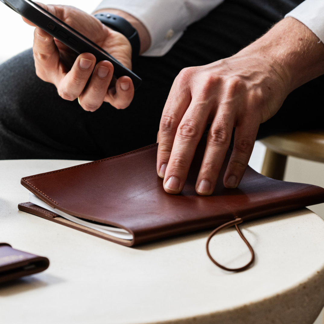 DIN A5 Notizbuch „ALFRED“ in Gipsy Leder Cognac