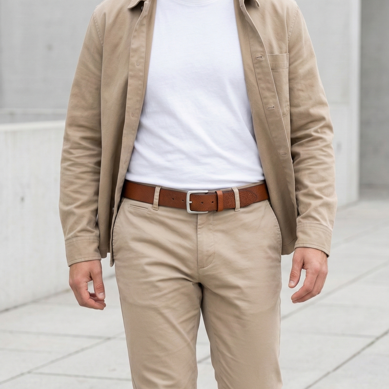 Klassischer Herren Jeansgürtel „Toni“ in Cognac – 4 cm, Rindleder aus der Toskana