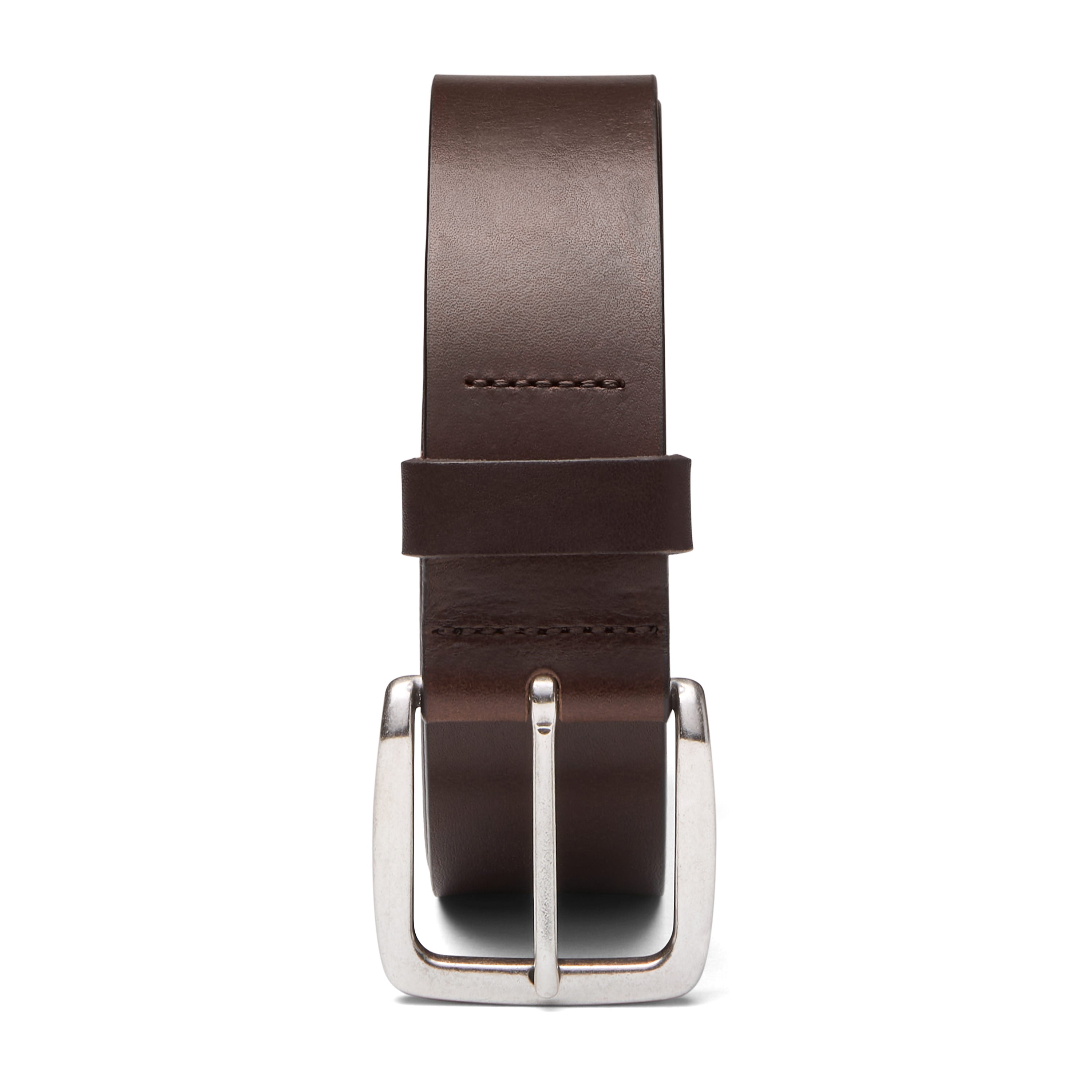 klassischer unisex Jeansgürtel aus braunem Rindleder, 4cm breit, weich, mit silberner Schnalle 